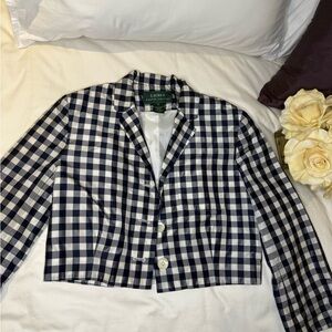 Lauren Ralph Lauren Blue and White Checkered Women's Jacket